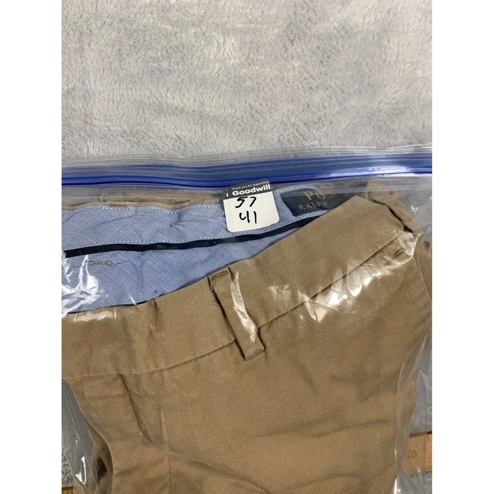 Polo Ralph Lauren Slim Fit Chino Pants Mens 34x32 Tan Khaki Flat Front EU 34